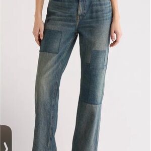The Khloé High Waist Patch Denim Straight Leg Jeans Sz 10